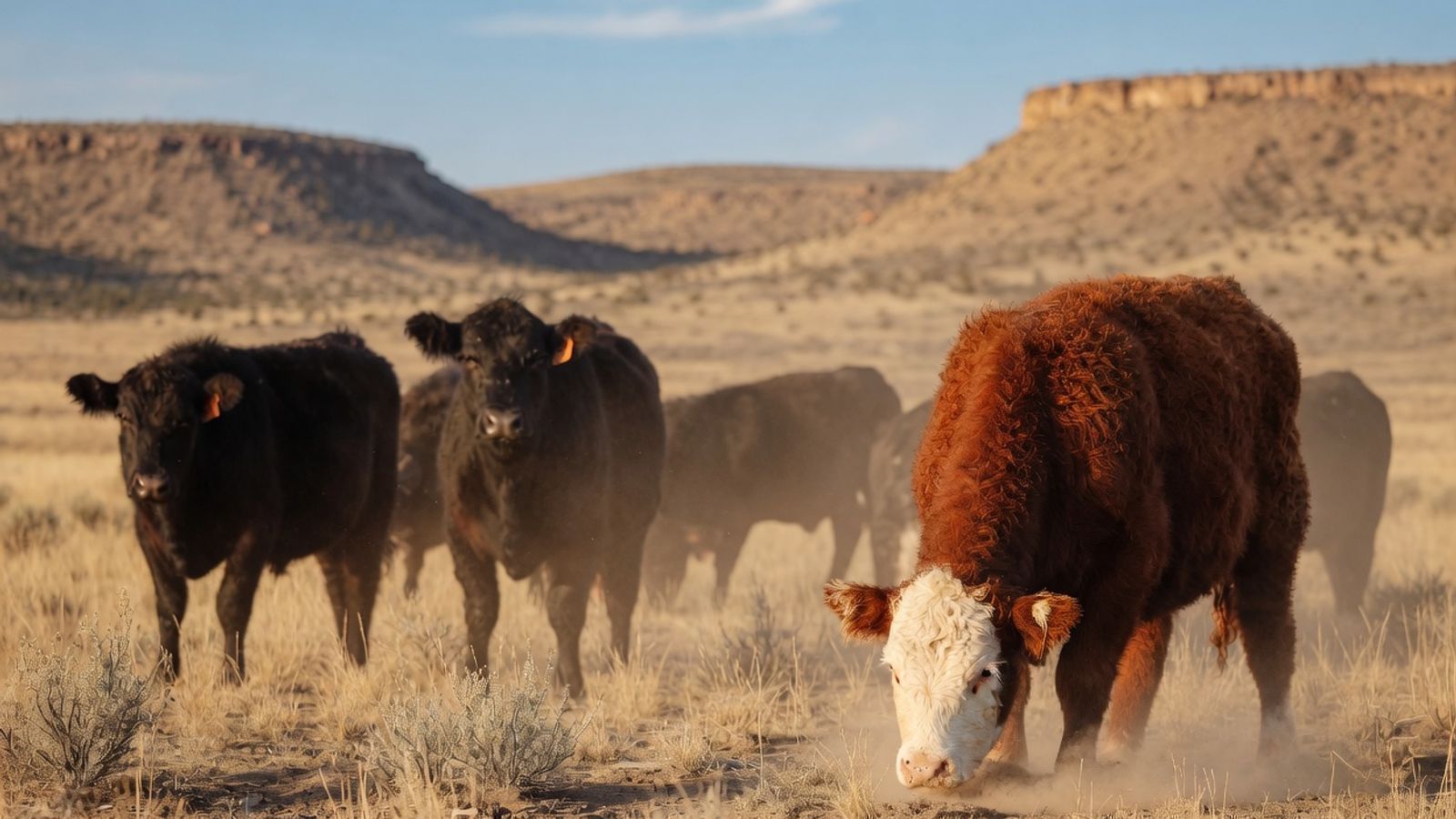 Phat Cattle herd at golden hour, Melrose New Mexico
